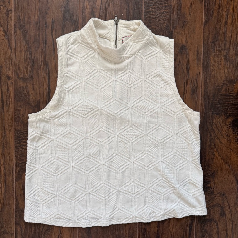 Anthropologie x Postmark Medium White Mock Neck Textured Tank